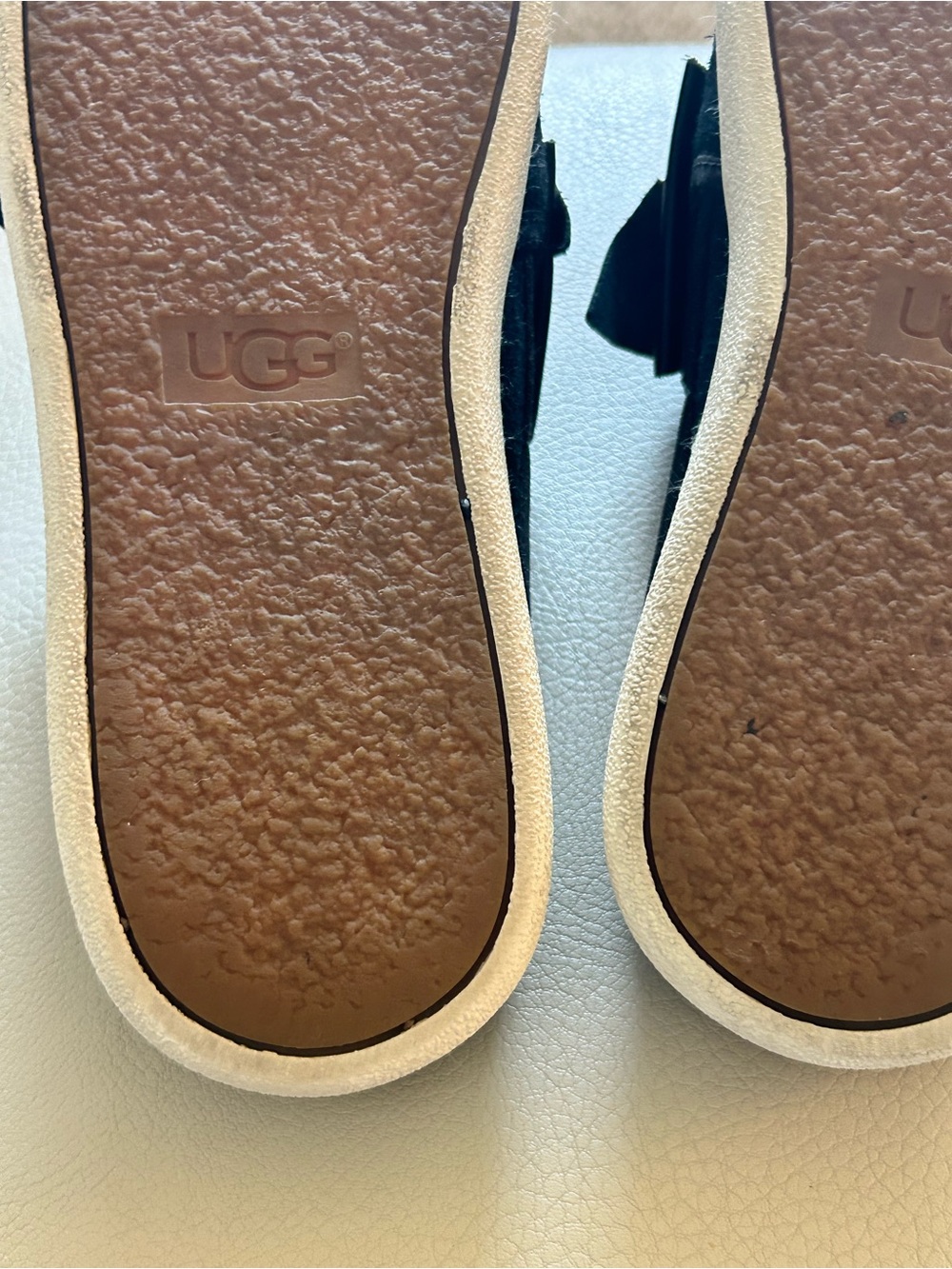 UGG Women’s Black Leather Slip-On Mules with Knotted Bow Size 7 - Picture 7 of 12